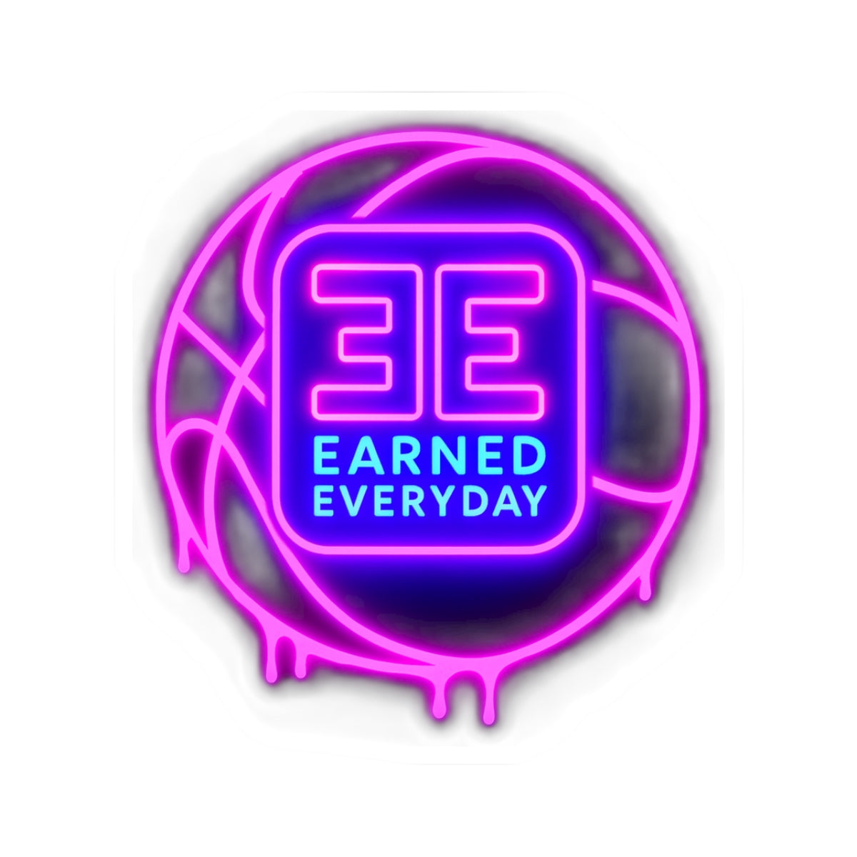 Earned Everyday Neon Basketball Sticker — Drip Kiss-Cut Vinyl