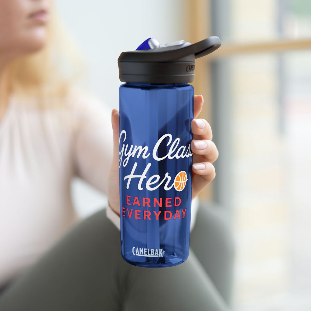 Gym Class Hero Water Bottle — CamelBak Eddy 20oz/25oz, "Earned Everyday" Basketball Design