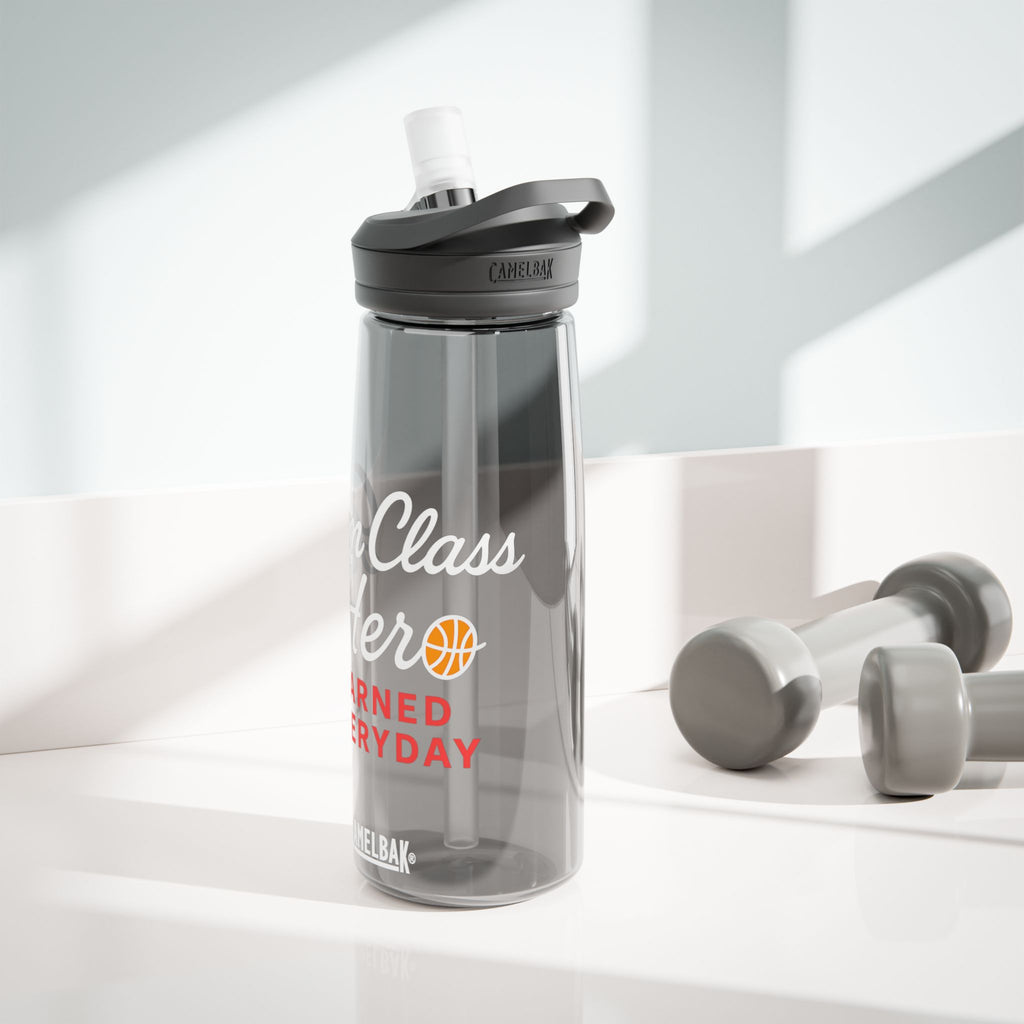 Gym Class Hero Water Bottle — CamelBak Eddy 20oz/25oz, "Earned Everyday" Basketball Design