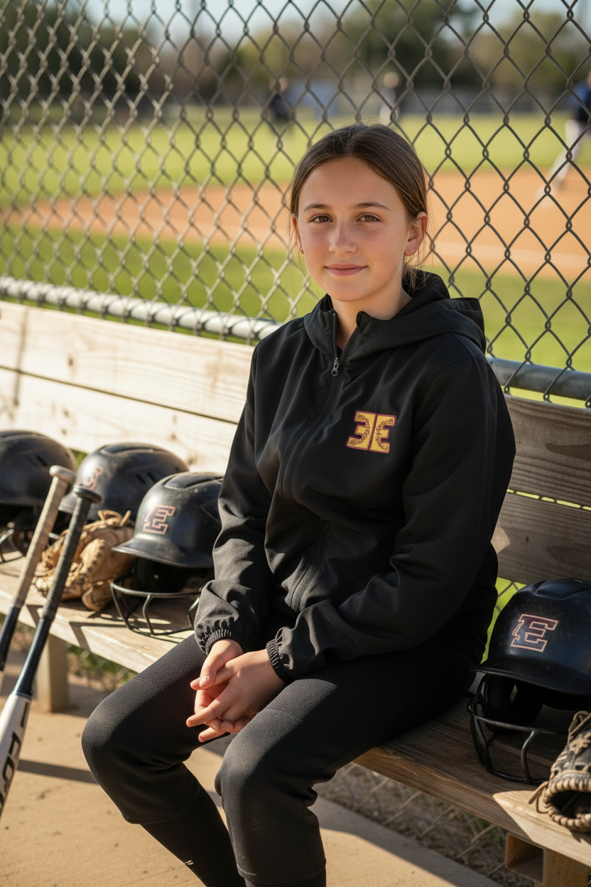 Youth Lightweight Softball Stitches (Embroidered) Windbreaker Full-Zip Jacket