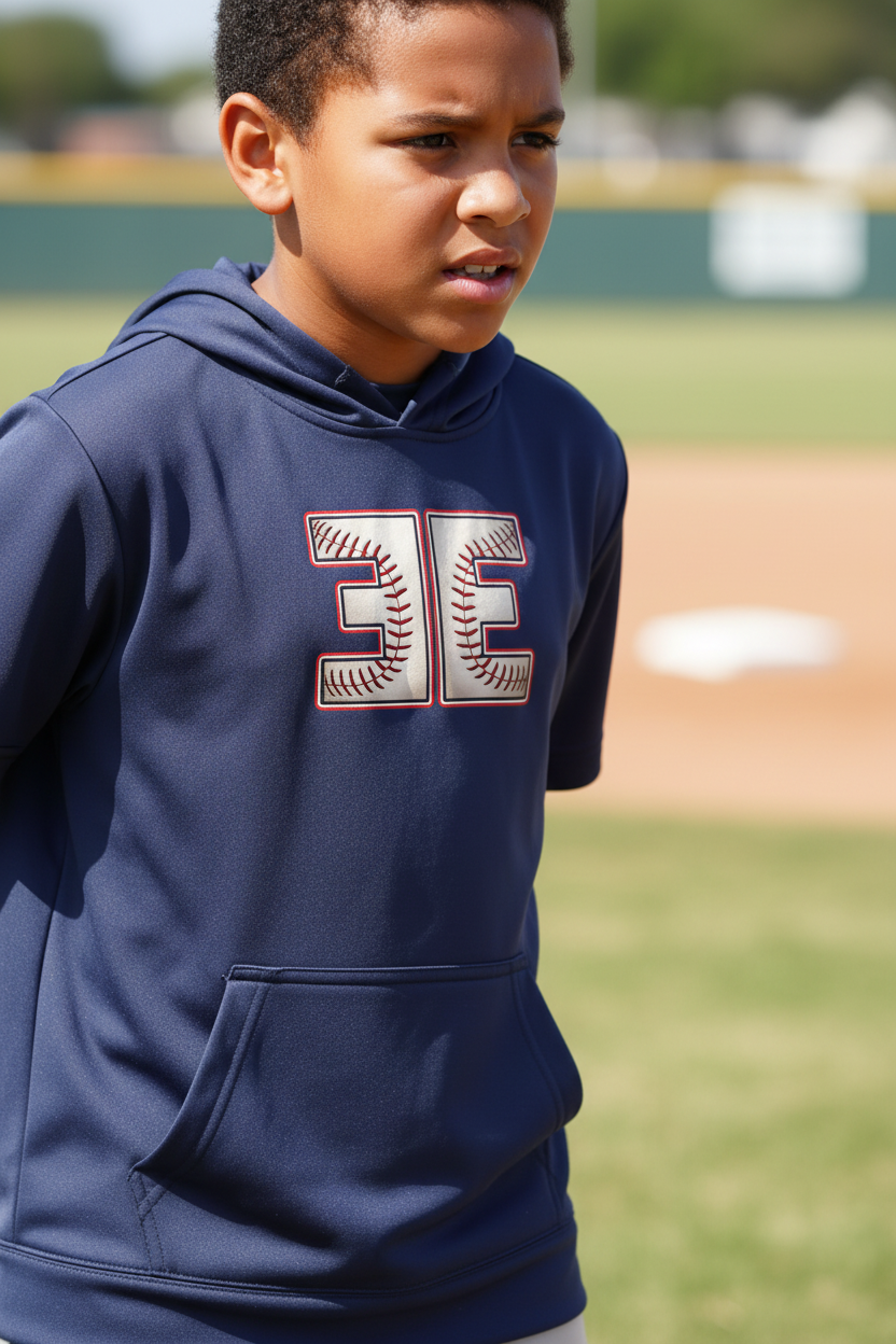 Youth Fleece EE Short Sleeve Stitches Minimalist Hoodie