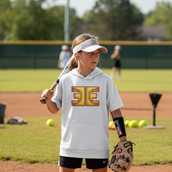 Youth Earned Everyday EE Short Sleeve Stitches Softball Hoodie